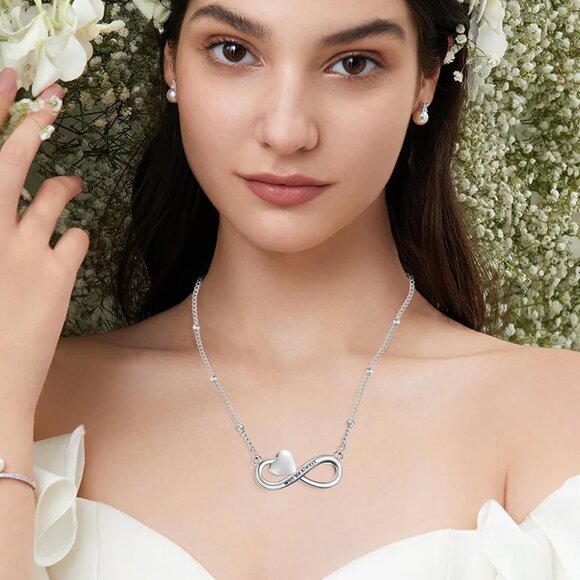 Infinity Cremation Jewelry Heart Urn Necklace Silver Stainless Steel Unisex Memo - Picture 6 of 7